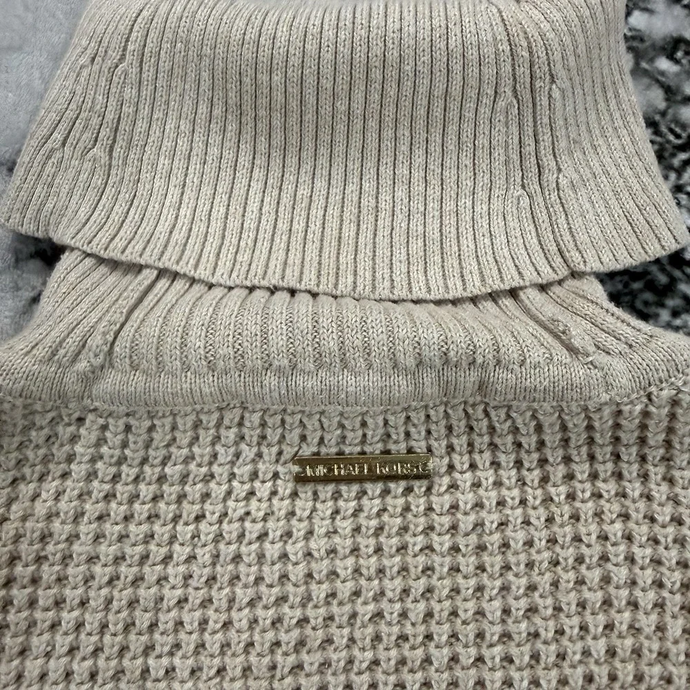 Michael Kors Sweater Womens Size S Cream Textured Knit Turtleneck Pullover Cozy